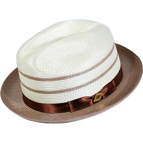 Stacy Adams Cream / Taupe Straw Dress Hat